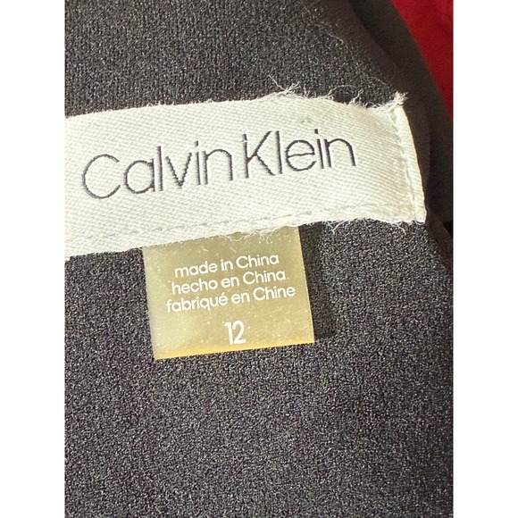 Calvin Klein Dress‎ Size 12 Black Dress & White Ruffle Hem A Line Party Cocktail - Picture 9 of 10